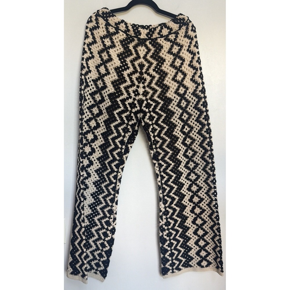 Sandro Henrik Geometric Crochet Wide Leg Pants 40 Coastal Boho Chic Resort - Picture 5 of 14